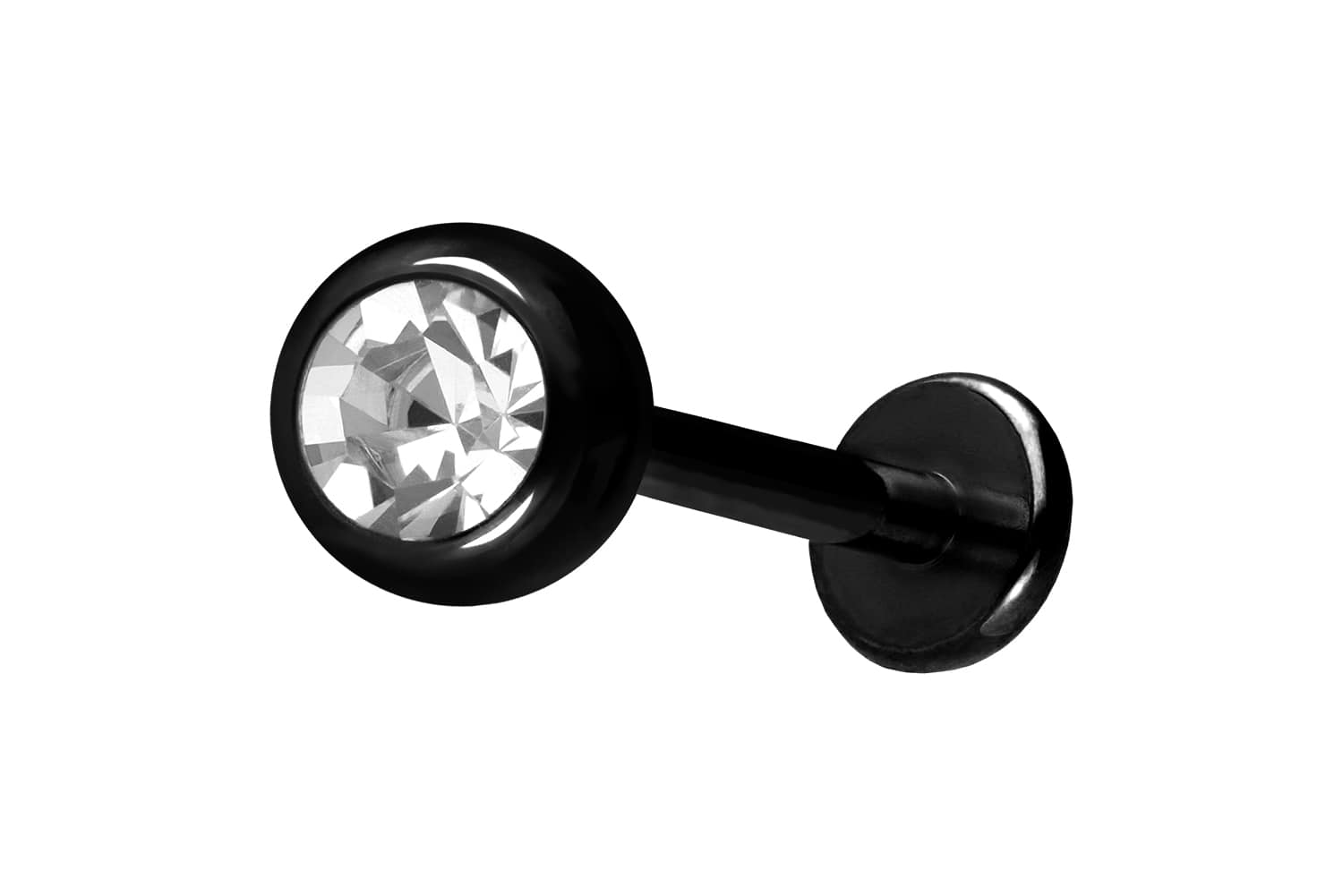 Titan Labret Piercing mit Innengewinde KRISTALL